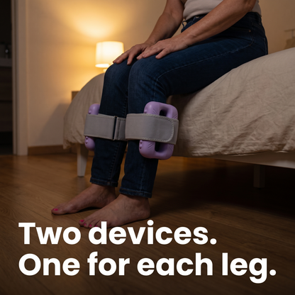 The Leg Calmer worn below the knee